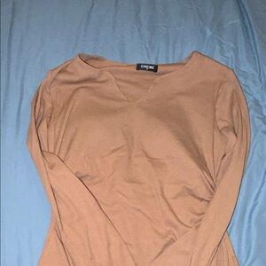 Elegant Camel Long Sleeve Top